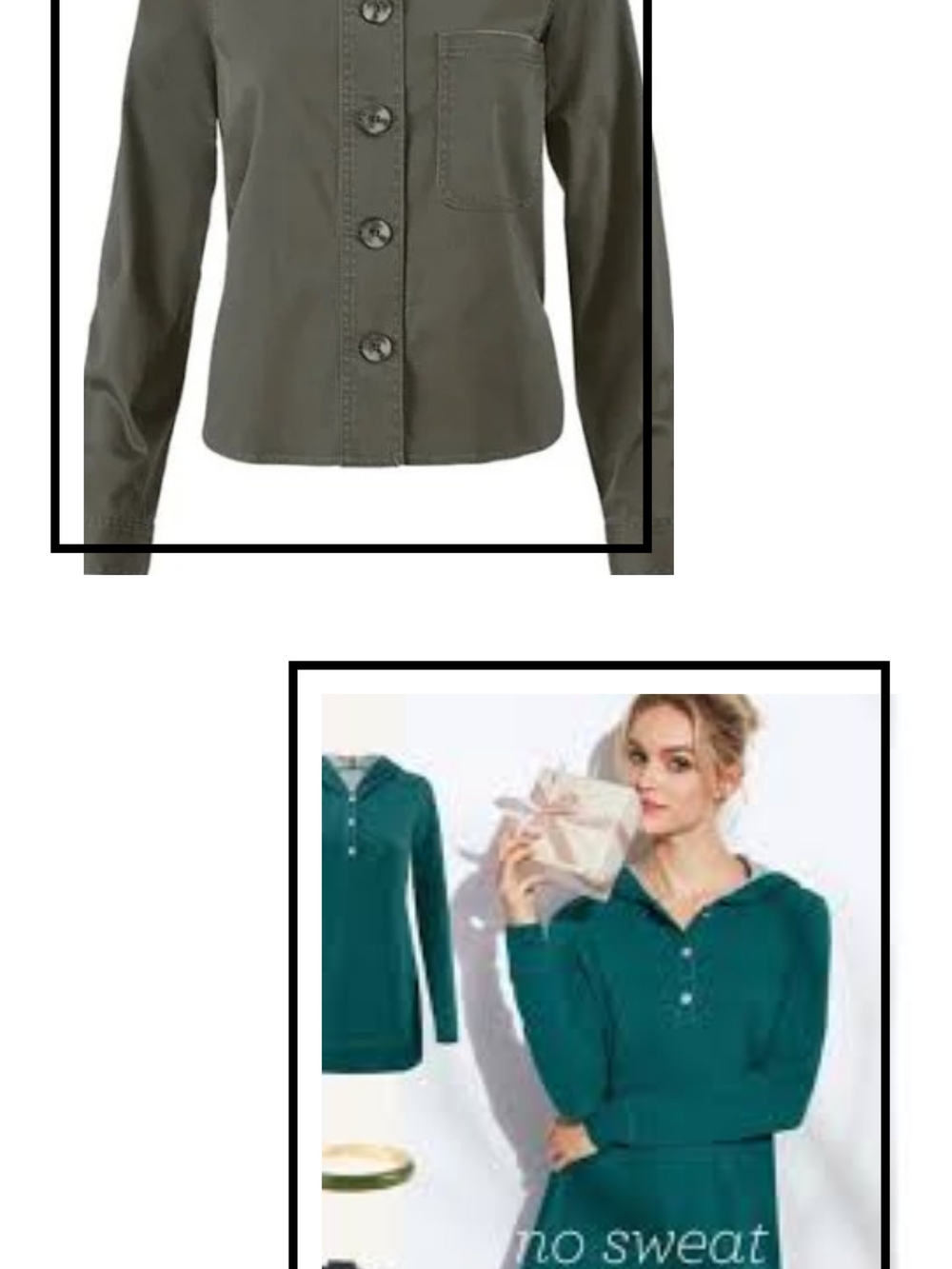 CAbi Bundle Of 2 Size Medium Green Button-Front Utility Jacket And Teal Hoodie